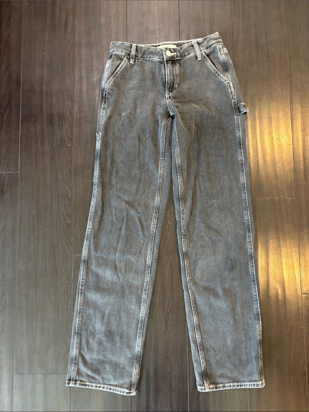 PacSun Low Rise Carpenter Acid Wash Faded Black Jeans Size 24